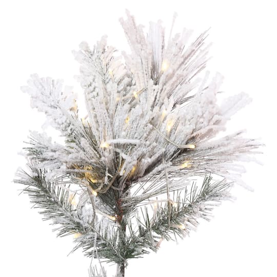 5.5ft. Pre-Lit Flocked Atka Slim Artificial Christmas Tree, Warm White LED Lights